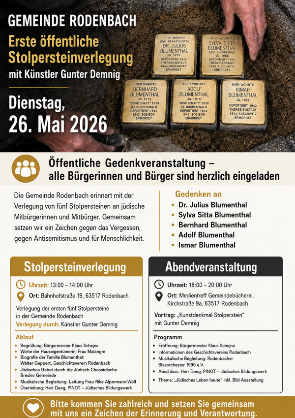 Bild mit Informationen zur Verlegung der Stolpersteine