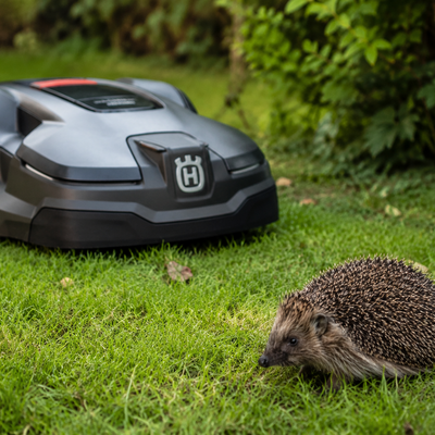 Symbolbild Igel und M&auml;hroboter
