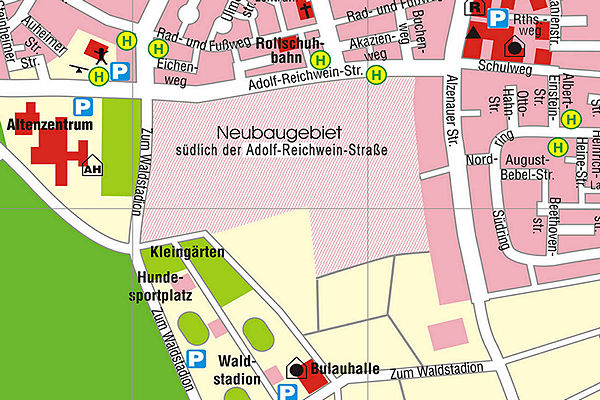 Karte des Neubaugebietes südlich der Adolf Reichwein Straße